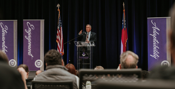 MGA President Christopher Blake gives his 2025 State of the University address. 